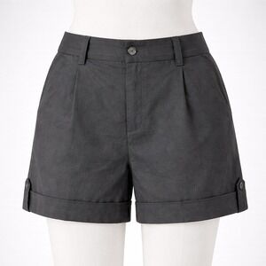 Theory Fawna Black Linen Shorts Womens 12 L Casual Cuffed Preppy Bermuda Luxury